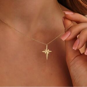 14K Gold North Star Necklace ∙ Star Signet Necklace